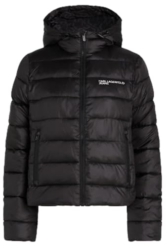KARL LAGERFELD JEANS Damen Leichte Wattierte Jacke Normale Passform, Schwarz, M von KARL LAGERFELD JEANS