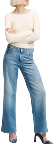 KARL LAGERFELD JEANS Damen Mid Rise Relaxed Denim Mit Schlitz Entspanntem Bein, Blau, 2530 von KARL LAGERFELD JEANS