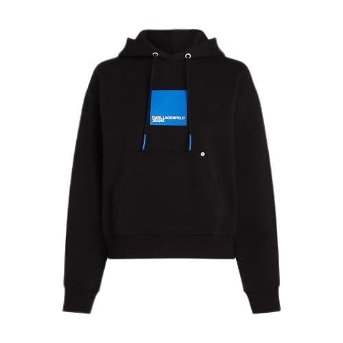 KARL LAGERFELD JEANS, Damen, Box Logo Hoodie, Regular Fit, Schwarz, L von KARL LAGERFELD JEANS