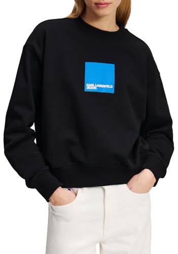KARL LAGERFELD JEANS Damen Box Logo Sweat Regular Fit, Schwarz, M von KARL LAGERFELD JEANS