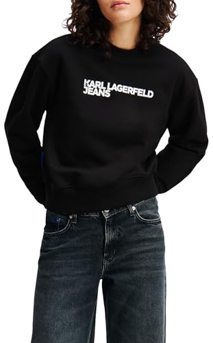 KARL LAGERFELD JEANS, Damen, Essential Logo Sweat, Regular Fit, Schwarz, L von KARL LAGERFELD JEANS