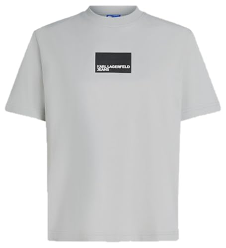 KARL LAGERFELD JEANS Damen Regular Kurzarm Box Logo T-Shirt Normale Passform, Grau, M von KARL LAGERFELD JEANS