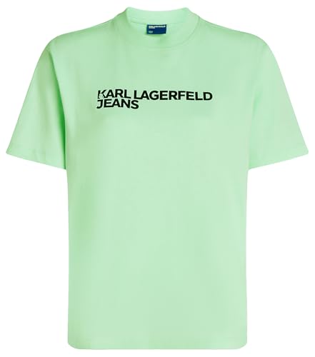 KARL LAGERFELD JEANS Damen Regular Kurzarm Essential Logo T-Shirt Normale Passform, Blau, M von KARL LAGERFELD JEANS