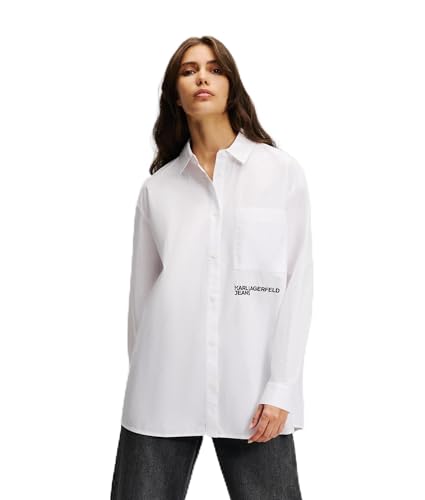 KARL LAGERFELD JEANS, Damen, Relaxed Shirt, Relaxed Fit, Weiß, L von KARL LAGERFELD JEANS
