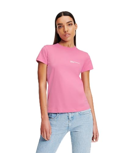 KARL LAGERFELD JEANS Damen Slim Fit Kurzarm Essential Kleines LogoT-Shirt, Lila, XS von KARL LAGERFELD JEANS