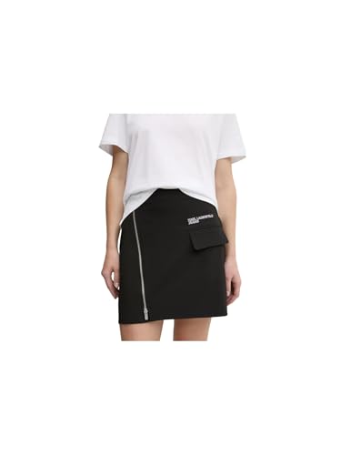 KARL LAGERFELD JEANS, Damen, Minirock Mit Reißverschluss, Regular Fit, Schwarz, L von KARL LAGERFELD JEANS