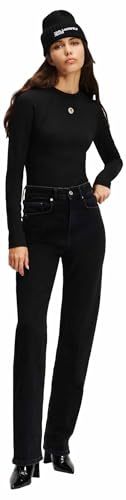 KARL LAGERFELD JEANS, Damen, High Rise Straight Denim, Gerades Bein, Verwaschenes Schwarz, 2430 von KARL LAGERFELD JEANS