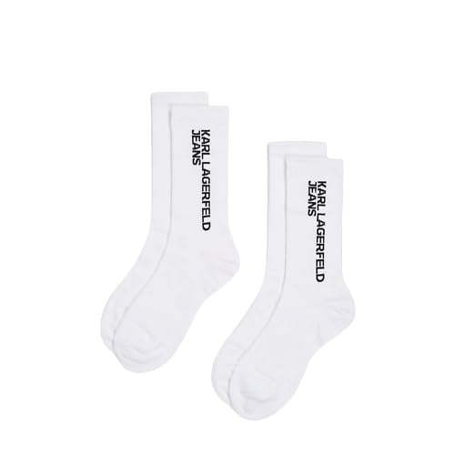 KARL LAGERFELD JEANS, Herren, Essential Logo Socken, 2Er-Pack, Weiss, 38/42 von KARL LAGERFELD JEANS
