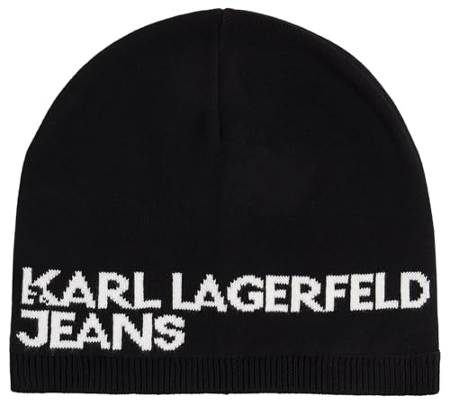 KARL LAGERFELD JEANS Herren Einlagige LogoMütze Schwarz, One Size von KARL LAGERFELD JEANS