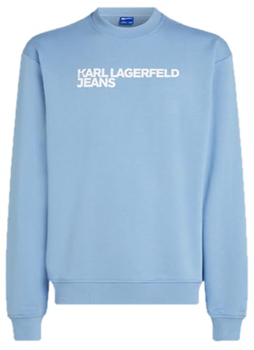 KARL LAGERFELD JEANS Herren Essential Logo Sweat Normale Passform, Blau, S von KARL LAGERFELD JEANS