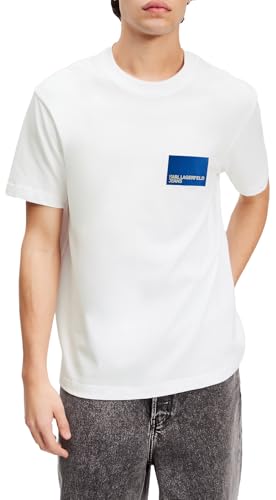 KARL LAGERFELD JEANS, Herren, Regular Kurzarm-T-Shirt Mit Box-Logo, Normale Passform, Weiss, L von KARL LAGERFELD JEANS