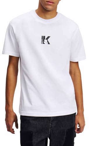 KARL LAGERFELD JEANS, Herren, Regular Kurzarm T-Shirt Mit K-Logo, Normale Passform, Weiss, L von KARL LAGERFELD JEANS