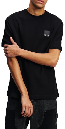 KARL LAGERFELD JEANS Herren Normales KurzarmWaffelT-Shirt Normale Passform, Schwarz, S von KARL LAGERFELD JEANS