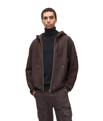 KARL LAGERFELD JEANS Herren Reg Patch Zip Hoodie Normale Passform, Braun, M von KARL LAGERFELD JEANS