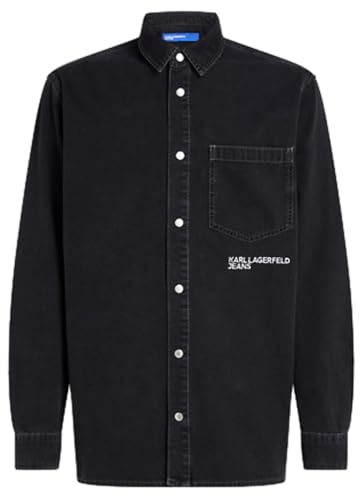 KARL LAGERFELD JEANS Herren Regular Denim Hemd Regular Fit, Schwarz, XL von KARL LAGERFELD JEANS