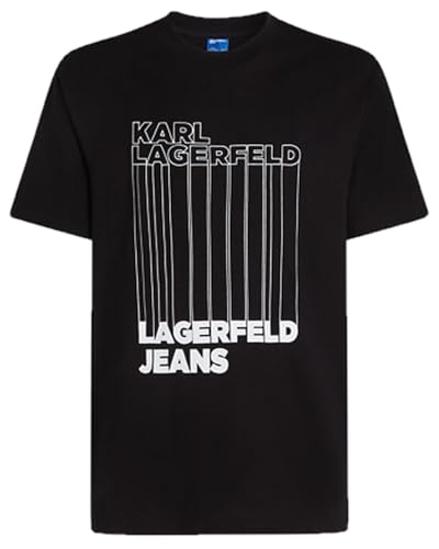 KARL LAGERFELD JEANS Herren Regular Kurzarm Barcode T-Shirt Normale Passform, Schwarz, L von KARL LAGERFELD JEANS