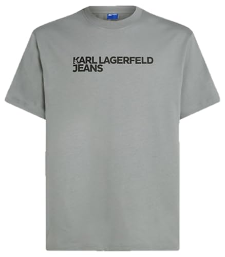 KARL LAGERFELD JEANS Herren Regular Kurzarm Essential Logo T-Shirt Normale Passform, Grau, XL von KARL LAGERFELD JEANS