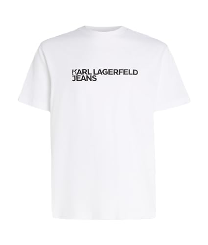 KARL LAGERFELD JEANS Herren Regular Kurzarm Essential Logo T-Shirt Normale Passform, Weiss, XS von KARL LAGERFELD JEANS