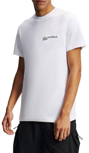 KARL LAGERFELD JEANS, Herren, Schlankes Kurzarm-Essential-Logo-T-Shirt, Slim Fit, Weiss, L von KARL LAGERFELD JEANS