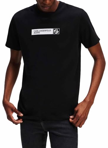 KARL LAGERFELD JEANS Herren Schlankes KurzarmGrafikT-Shirt Slim Fit, Schwarz, S von KARL LAGERFELD JEANS