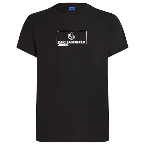 KARL LAGERFELD JEANS Herren Schlankes KurzarmT-Shirt Mit LogoUmrandung Slim Fit, Schwarz, M von KARL LAGERFELD JEANS
