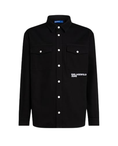 KARL LAGERFELD JEANS, Herren, Überhemd, Relaxed Fit, Schwarz, L von KARL LAGERFELD JEANS