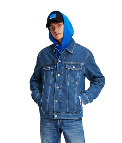KARL LAGERFELD JEANS JEANSJACKE MIT REGULAR PASSFORM, GEWASCHET MITTELBLAU, XXL von KARL LAGERFELD JEANS