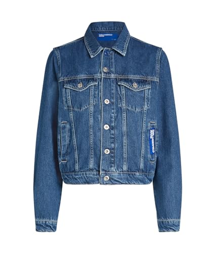 KARL LAGERFELD JEANS JEANSJACKE MIT REGULAR PASSFORM, MITTELBLAU GEWASCHET, XL von KARL LAGERFELD JEANS
