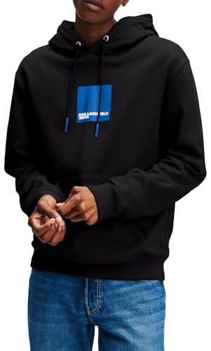 KARL LAGERFELD JEANS, Herren, Box Logo Hoodie, Normale Passform, Schwarz, L von KARL LAGERFELD JEANS