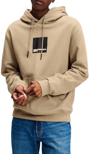 KARL LAGERFELD JEANS, Herren, Box Logo Hoodie, Normale Passform, Desert Taupe, L von KARL LAGERFELD JEANS