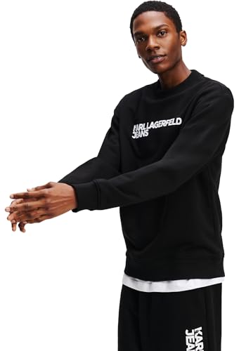KARL LAGERFELD JEANS Men's REG Essential Logo Sweat Sweatshirt, Black, L von KARL LAGERFELD JEANS