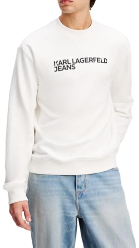 KARL LAGERFELD JEANS Herren Essential Logo Sweat Normale Passform, Weiss, XS von KARL LAGERFELD JEANS