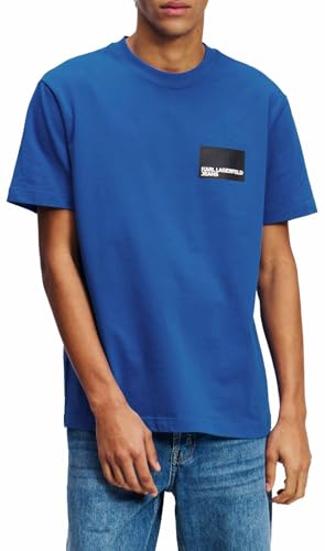 KARL LAGERFELD JEANS, Herren, Regular Kurzarm-T-Shirt Mit Box-Logo, Normale Passform, KLJ Blau, L von KARL LAGERFELD JEANS