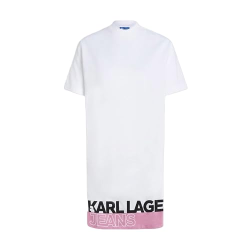 KARL LAGERFELD JEANS Damen LogoT-Shirtkleid Normale Passform, Weiss, S von KARL LAGERFELD JEANS