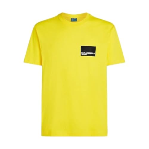 KARL LAGERFELD JEANS Herren Normales KurzarmT-Shirt Mit BoxLogo Normale Passform, Gelb, S von KARL LAGERFELD JEANS