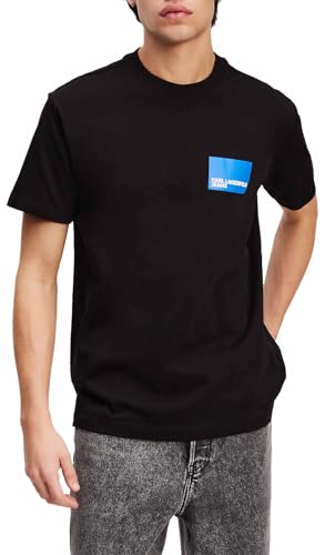 KARL LAGERFELD JEANS Herren Normales KurzarmT-Shirt Mit BoxLogo Normale Passform, Schwarz, M von KARL LAGERFELD JEANS