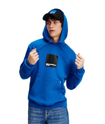 KARL LAGERFELD JEANS, Herren, Box Logo Hoodie, Normale Passform, KLJ Blau, L von KARL LAGERFELD JEANS