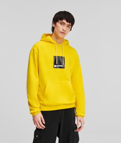 KARL LAGERFELD JEANS Herren Box Logo Hoodie Normale Passform, Gelb, M von KARL LAGERFELD JEANS