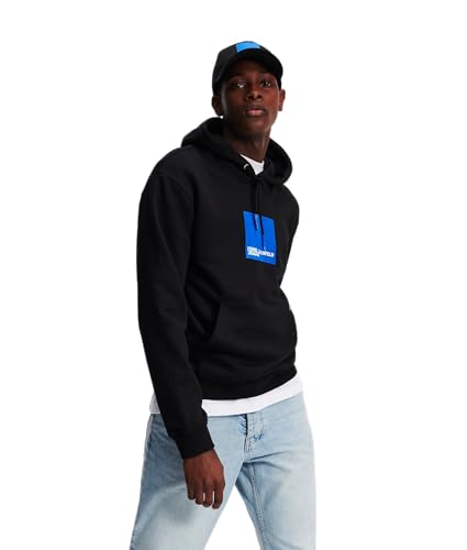 KARL LAGERFELD JEANS, Herren, Box Logo Hoodie, Normale Passform, Schwarz, L von KARL LAGERFELD JEANS