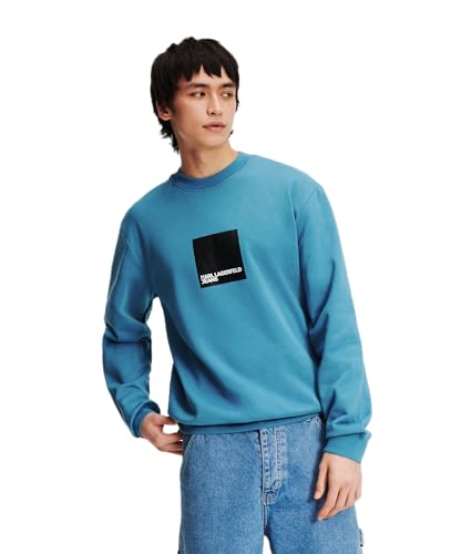 KARL LAGERFELD JEANS Herren Box Logo Sweat Normale Passform, Blau, L von KARL LAGERFELD JEANS
