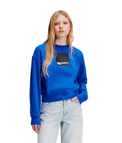 KARL LAGERFELD JEANS Damen Box Logo Sweat Regular Fit, Blau, XS von KARL LAGERFELD JEANS