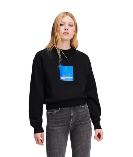 KARL LAGERFELD JEANS Damen Box Logo Sweat Regular Fit, Schwarz, XL von KARL LAGERFELD JEANS