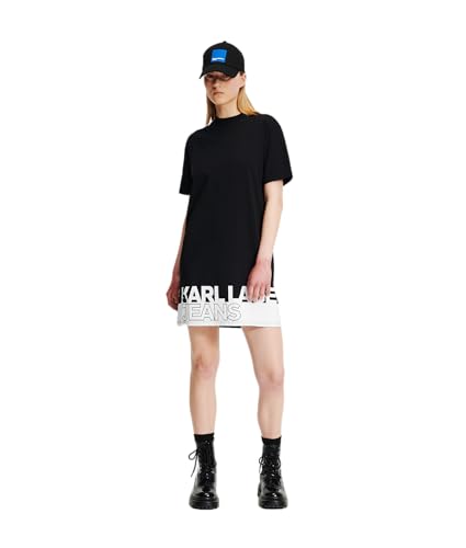 KARL LAGERFELD JEANS Regular FIT T-Shirt-Kleid MIT Logo, SCHWARZ, XS von KARL LAGERFELD JEANS