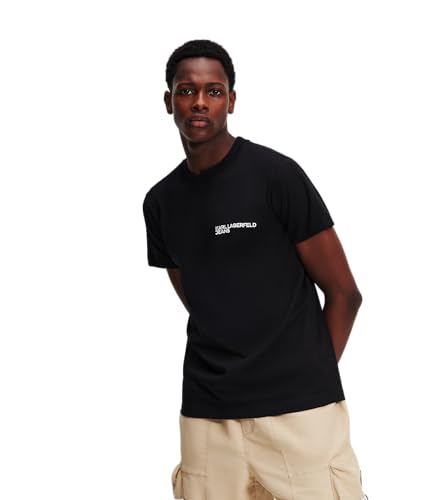 KARL LAGERFELD JEANS, Herren, Schlankes Kurzarm-Essential-Logo-T-Shirt, Slim Fit, Schwarz, L von KARL LAGERFELD JEANS