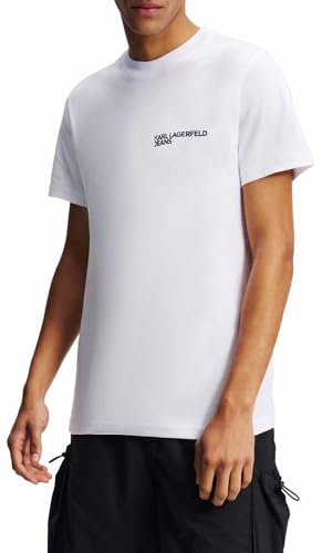 KARL LAGERFELD JEANS, Herren, Schlankes Kurzarm-Essential-Logo-T-Shirt, Slim Fit, Weiss, L von KARL LAGERFELD JEANS