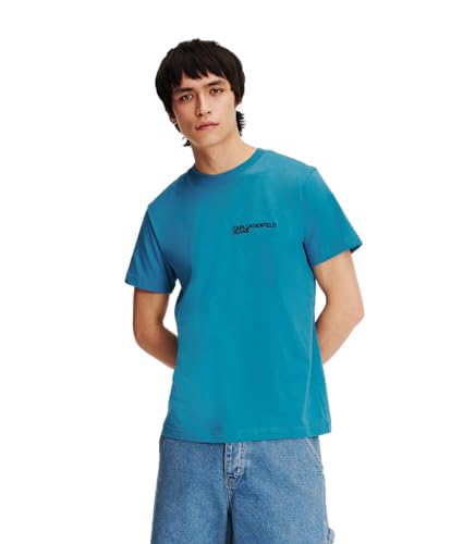 KARL LAGERFELD JEANS, Herren, Schlankes Kurzarm-Essential-Logo-T-Shirt, Slim Fit, Hydro, L von KARL LAGERFELD JEANS