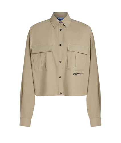 KARL LAGERFELD JEANS Women's Boxy Utility Shirt, Desert Taupe, X-Small von KARL LAGERFELD JEANS