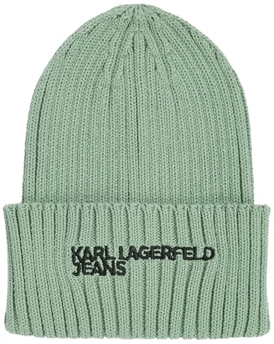 KARL LAGERFELD JEANS Damen Essential Logo Beanie Grün, One Size von KARL LAGERFELD JEANS