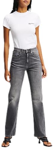 KARL LAGERFELD JEANS, Damen, High Rise Straight Denim, Gerades Bein, Verwaschenes Hellgrau, 2430 von KARL LAGERFELD JEANS
