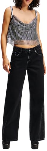 KARL LAGERFELD JEANS, Damen, Mid Rise Relaxed Denim, Relaxed Leg, Washed Black Od Black, 2430 von KARL LAGERFELD JEANS
